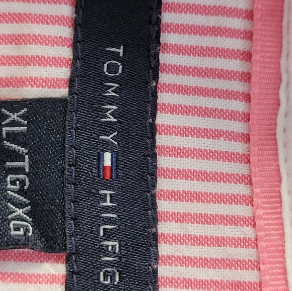 Tommy Hilfiger pink and white striped cotton blouse dress shirt size XL - Picture 3 of 3